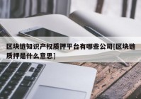 区块链知识产权质押平台有哪些公司[区块链质押是什么意思]